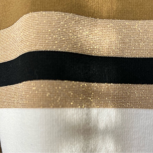 NWT Calvin Klein | Gold Sparkle Taupe and Black Body-con Sheath Dress Sz 4 - Picture 3 of 14